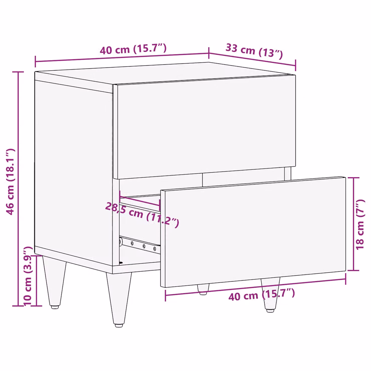 Berkfield Home Set of 2 Solid Wood Mango Bedside Cabinets, Brown, W/D/H: 40 x 33.5 x 46 cm – 8