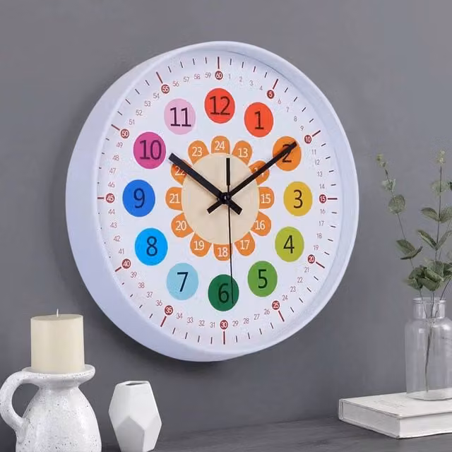 EONLION White Round Silent Wall Clock with Modern Geometric Design, Diameter: 100 cm – 1