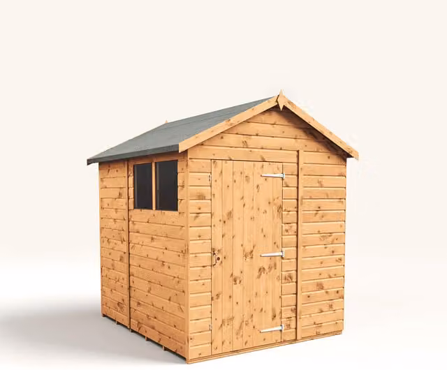 Empire Sheds Empire 6x6 Modular Apex Garden Shed in Brown with Single Door and Windows