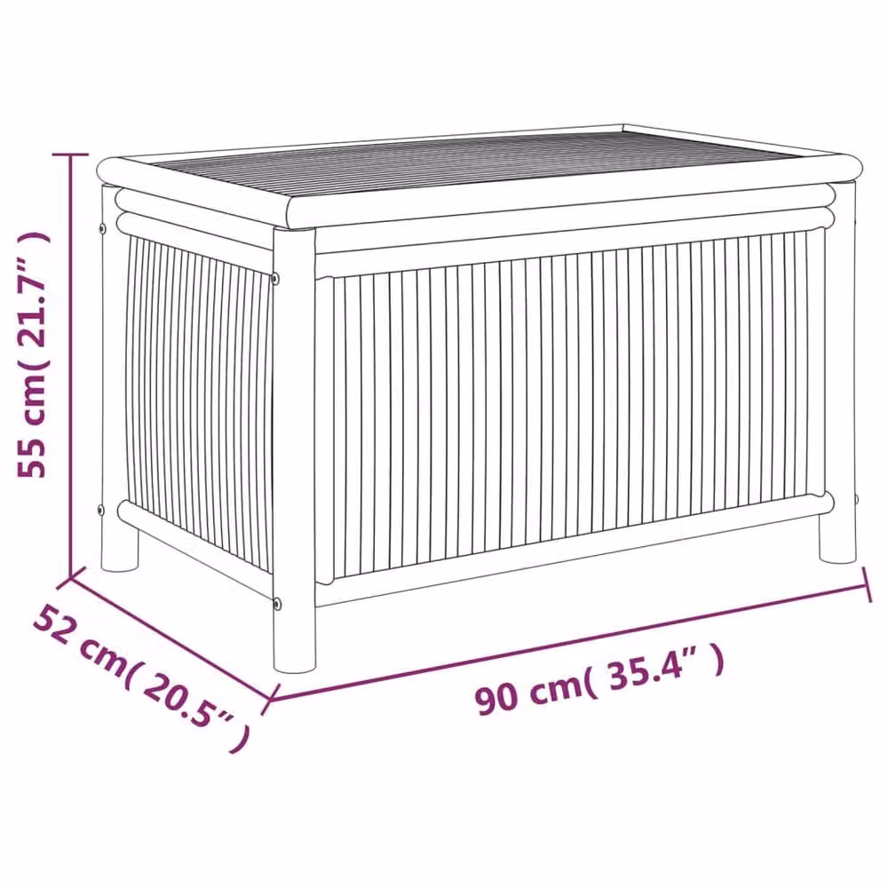 Berkfield Home Garden Storage Box in Brown Bamboo, W/D/H: 90 x 52 x 55 cm – 3