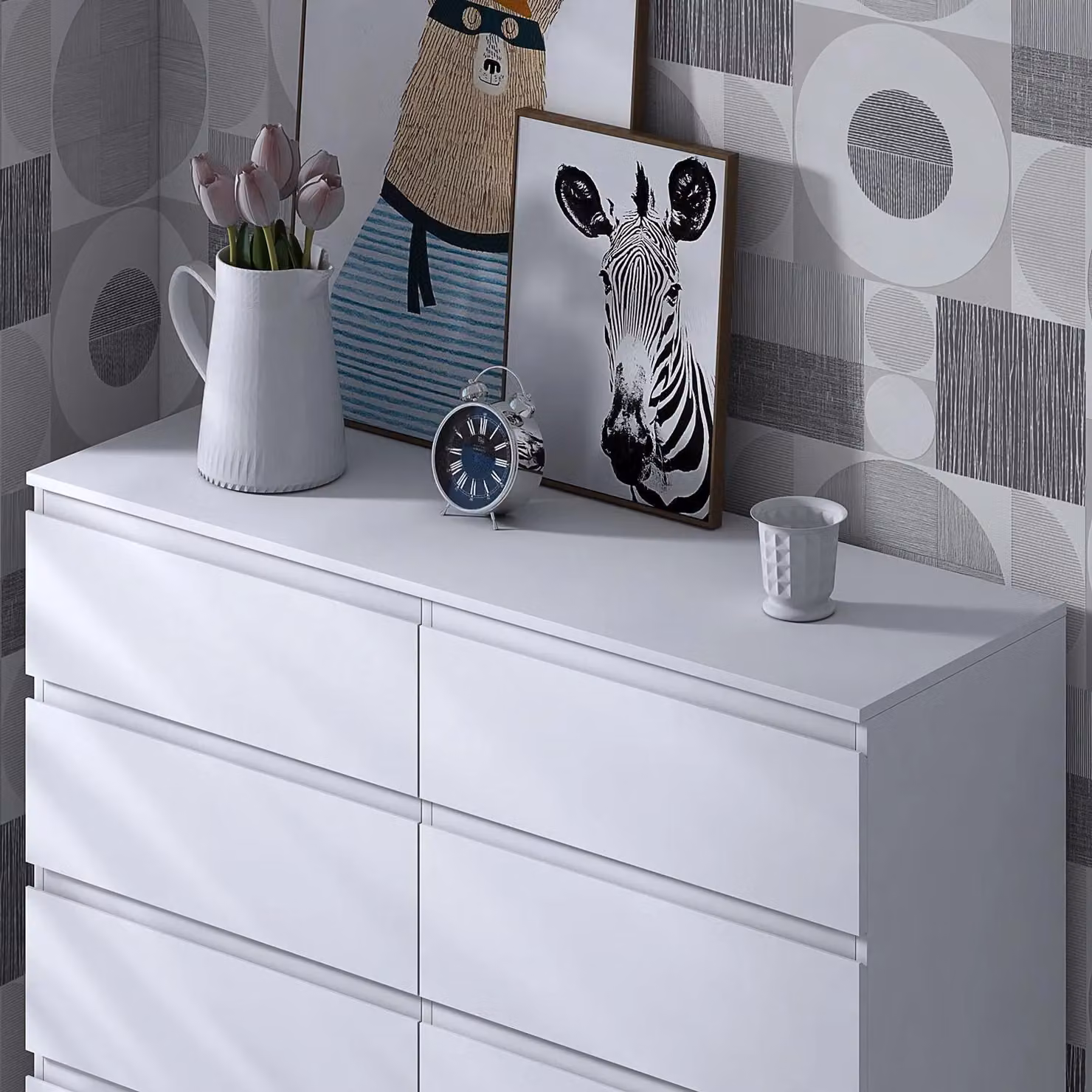 FWStyle Stora Modern 8 Drawer Chest of Drawers in White – 2