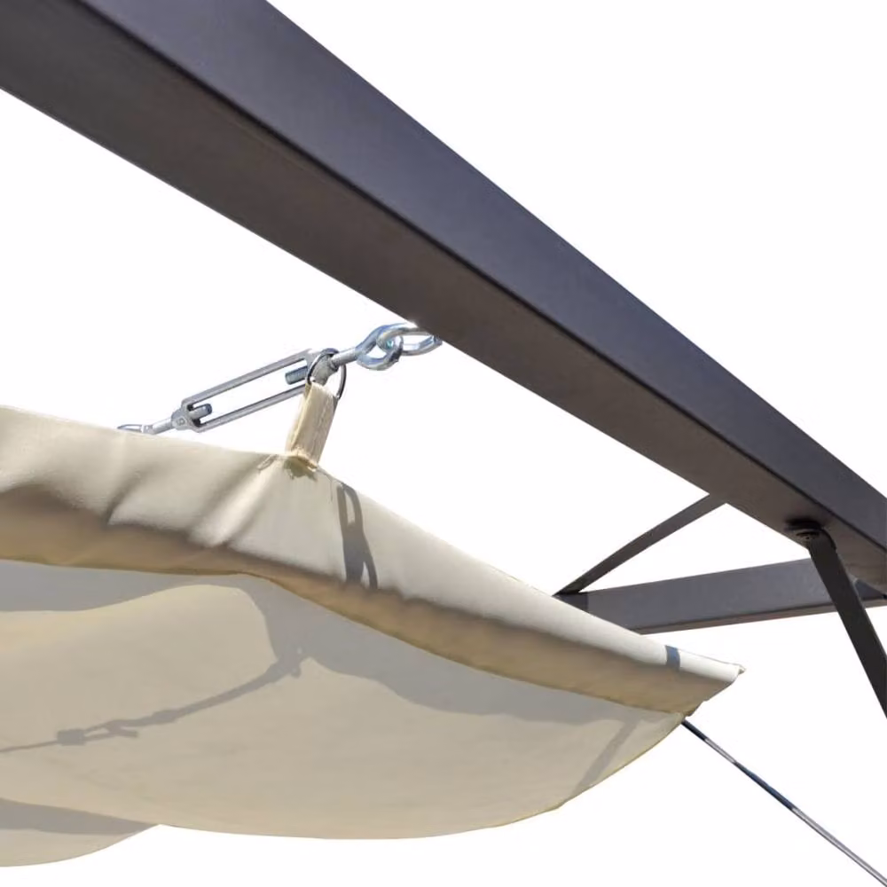 Berkfield Home Garden Gazebo with Retractable Roof Canopy in Beige, W/D/H: 300 x 230 x 300 cm – 3