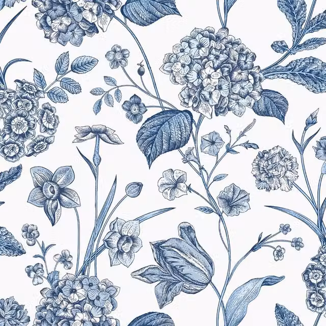 Rasch Amelie Hydrangea Floral Botanical Wallpaper in Blue