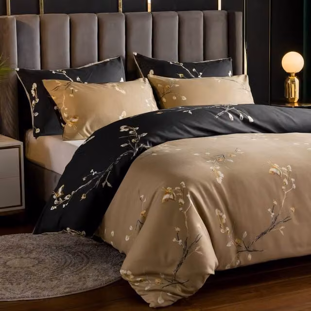 Grace Luxury Microfibre Duvet Cover Set with Matching Pillowcases in Beige, Super King, 200 x 200 cm – 1