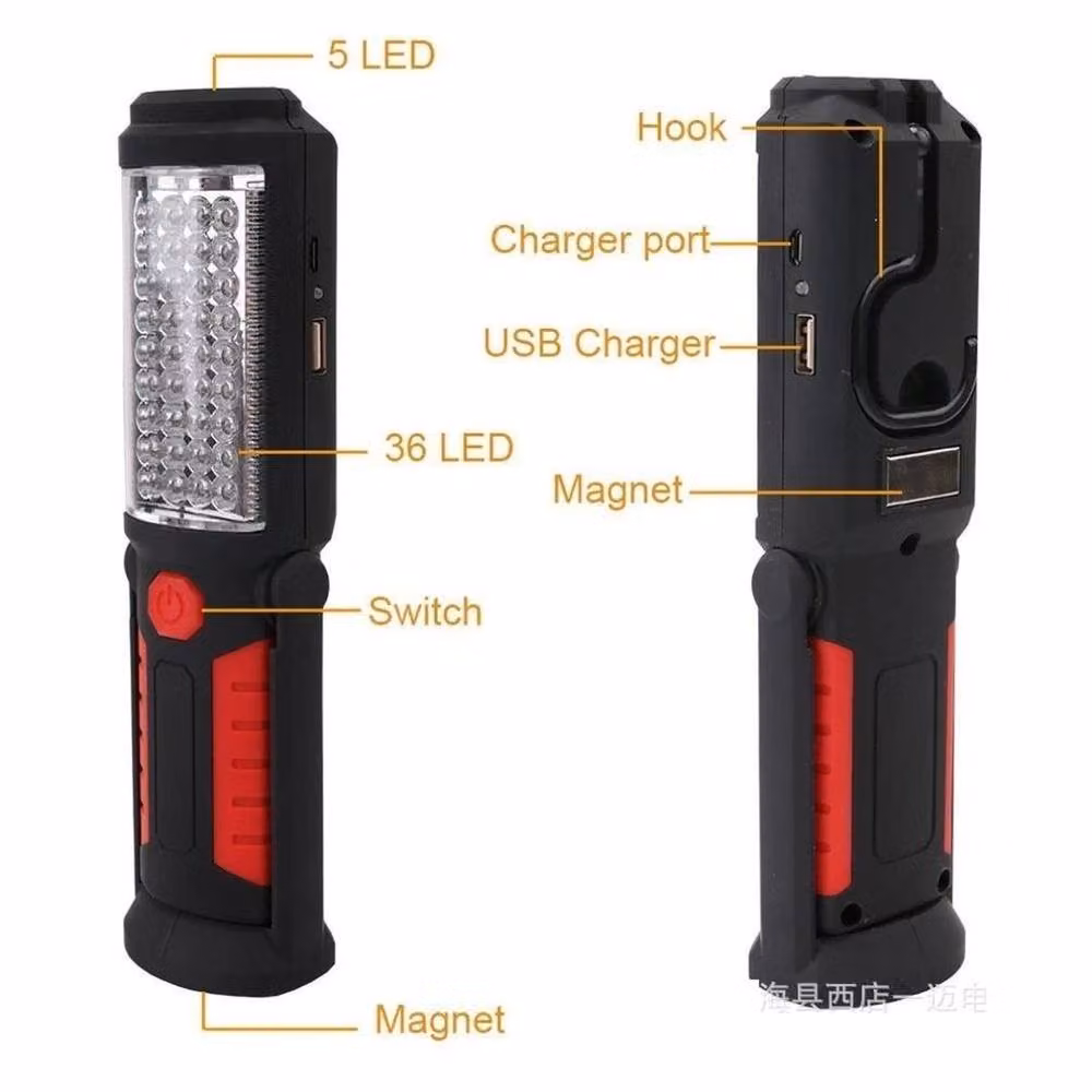 SPETLEK Red LED COB Magnetic Rechargeable Hand Torch and Adjustable Work Light – 2