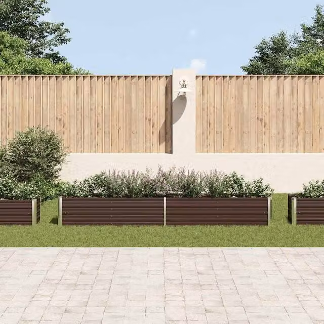 Berkfield Home Garden Brown Galvanised Steel Raised Bed W/D/H: 320 x 40 x 45 cm – 1