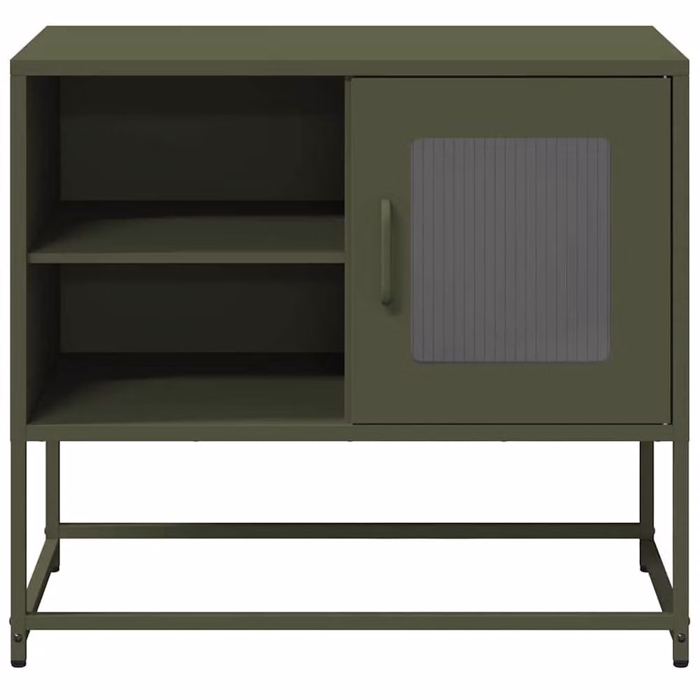 Berkfield Home Metal TV Cabinet in Olive Green, W: 68 cm, D: 39 cm, H: 60.5 cm – 2