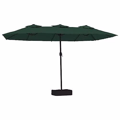 vidaXL Double-Head Cantilever Garden Parasol with LEDs in Green, W: 449 cm, H: 265 cm