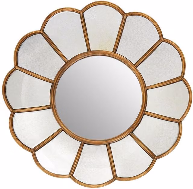 Orsina Gold Floral Round Wall Mirror, Diameter: 78 cm