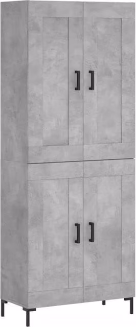 Berkfield Home Highboard in Concrete Grey, W/D/H: 69.5 x 34 x 180 cm