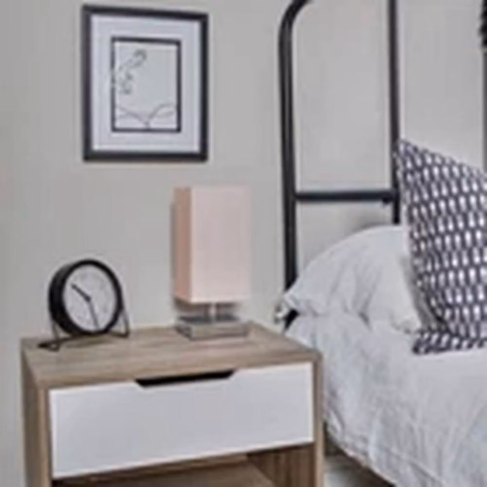 EONLION Pink Square Touch Bedside Table Lamp with Chrome Base and Fabric Shade – 2