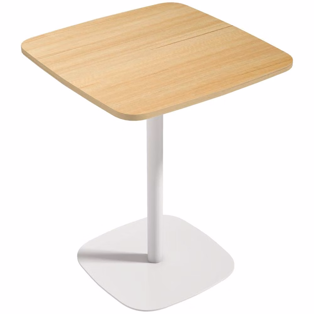 Wyld Haus Levadi Square Dining Table with Natural Wood Veneer Top and White Steel Base, W/D/H: 60 x 60 x 75 cm – 2