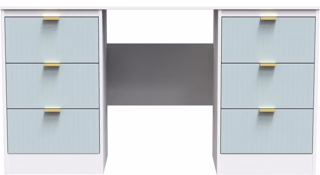 Ready Assembled 2 U Denver 6 Drawer Kneehole Desk in Duck Egg Blue