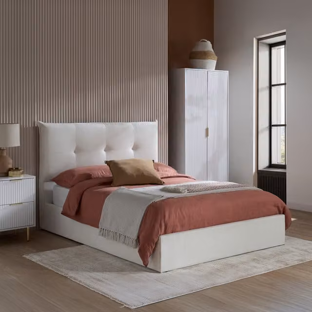 Birlea Haven King Size Upholstered Lift Up Base Bed in White