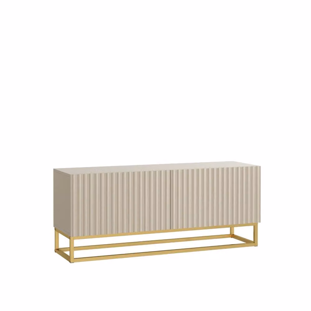 Mex Furniture LTD Ripple TV Unit in Cashmere Warm Beige Taupe with Gold Finish, W: 100 cm, H: 45 cm, D: 35 cm – 3