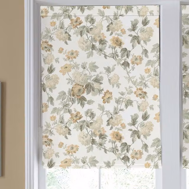 Laura Ashley Catrin Made to Measure Blackout Roman Blind in Ochre Floral Pattern