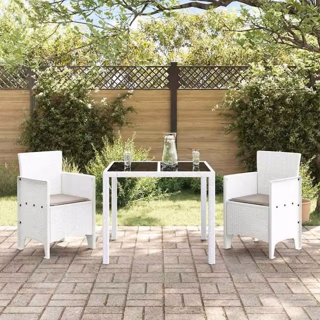 Berkfield Home Elegant Garden Chair Set of 2 in White Plastic Rattan
