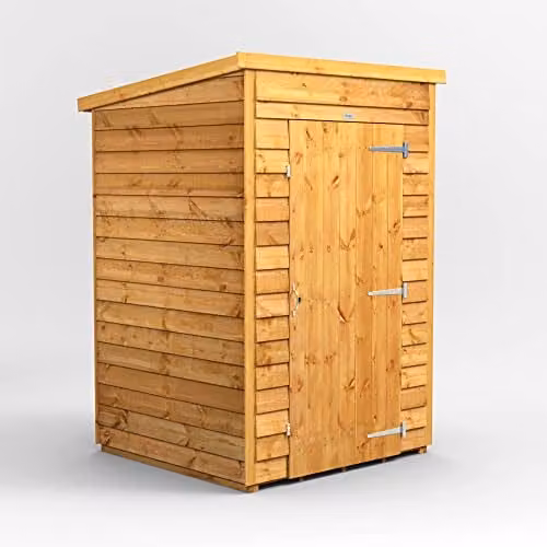 Powersheds Premium Pent Overlap Wooden Shed in Brown, Windowless 10 mm Extra Thick Timber
