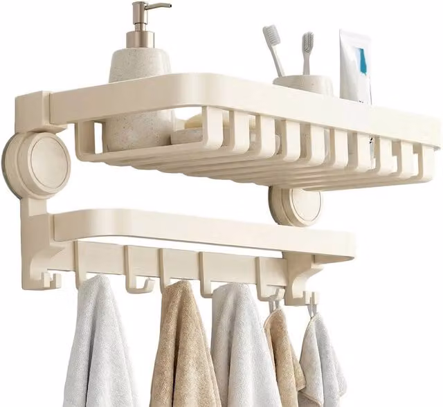 Havendro Foldable Wall Towel Bar with Suction Cup, White, Width: 60 cm