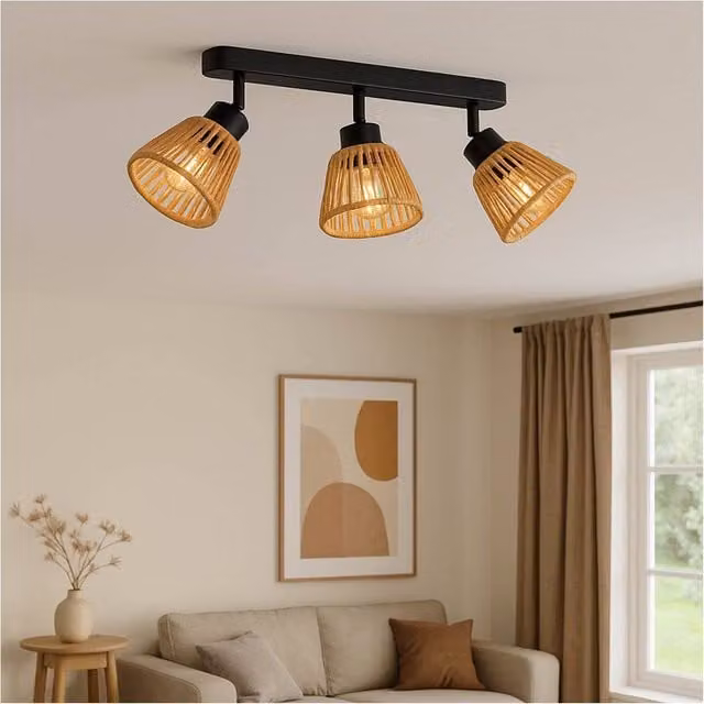 Loops Modern Black Metal Triple Ceiling Light Fixture