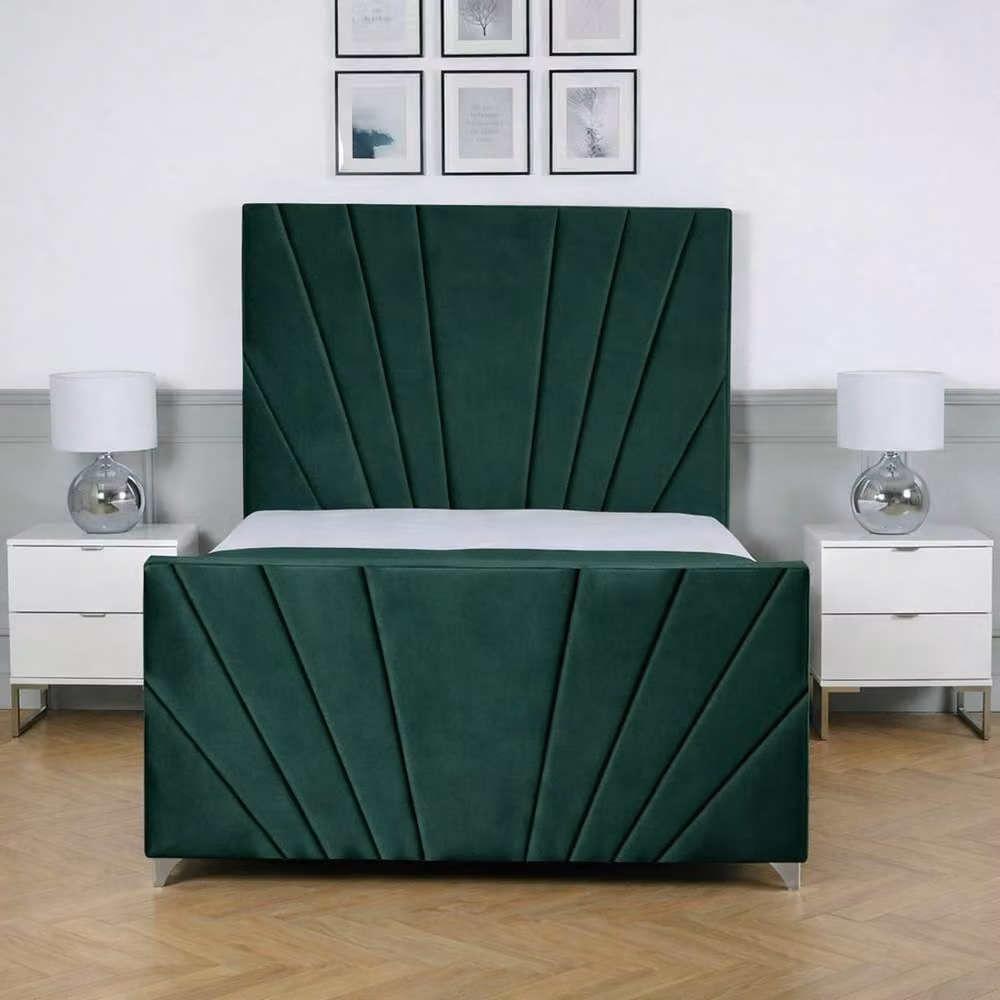 Living Comfort Bedz Lumina Green Velvet Upholstered Gas Lift Storage Bed with 48 Inch Headboard, Super King, W/D/H: 200 x 200 cm – 2