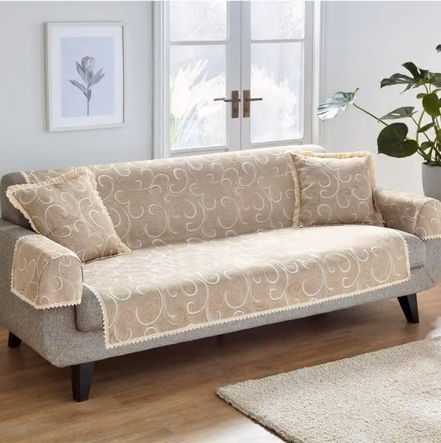 Chums Stain Resistant and Pet Hair Repellent Sofa Protectors in Beige
