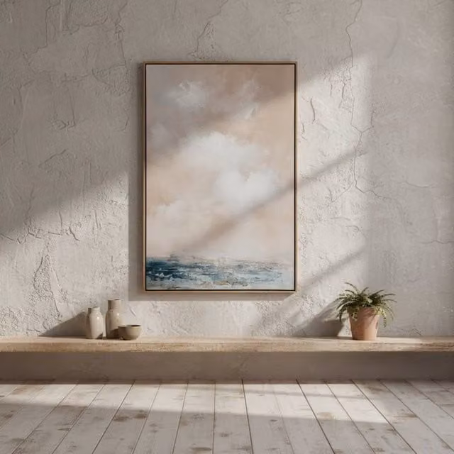 Wyld Haus Metsovo Hand Painted Sky Canvas in Frame, Multicolour Landscape Wall Art