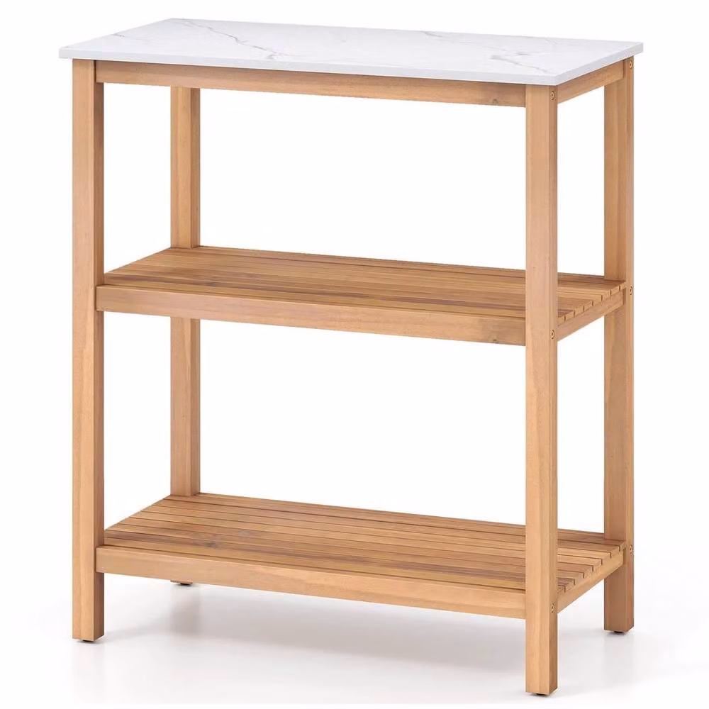 SPETLEK Acacia Wood Outdoor Garden Potting Bench Table in Natural Brown – 2