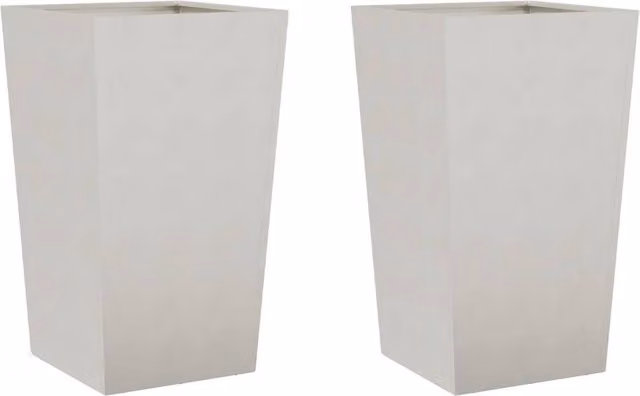 Berkfield Home Stainless Steel Garden Planter Tubs, 2 Pieces, Light Grey, W/D/H: 45 x 45 x 75 cm – 1