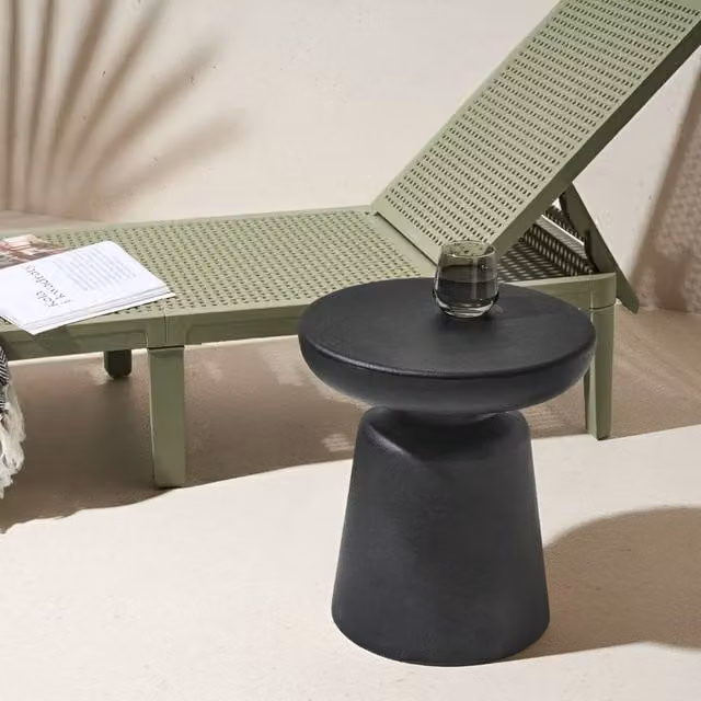 Wyld and Coco Black Accent Side Table for Indoor and Outdoor Use, Height: 31 cm