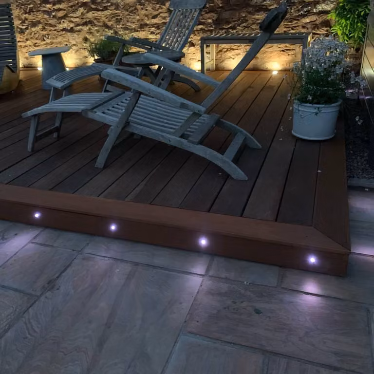 First Choice Lighting Set of 20 Black IP67 Warm White LED Recessed Decking Lights with Dusk Sensor and Power Supply
