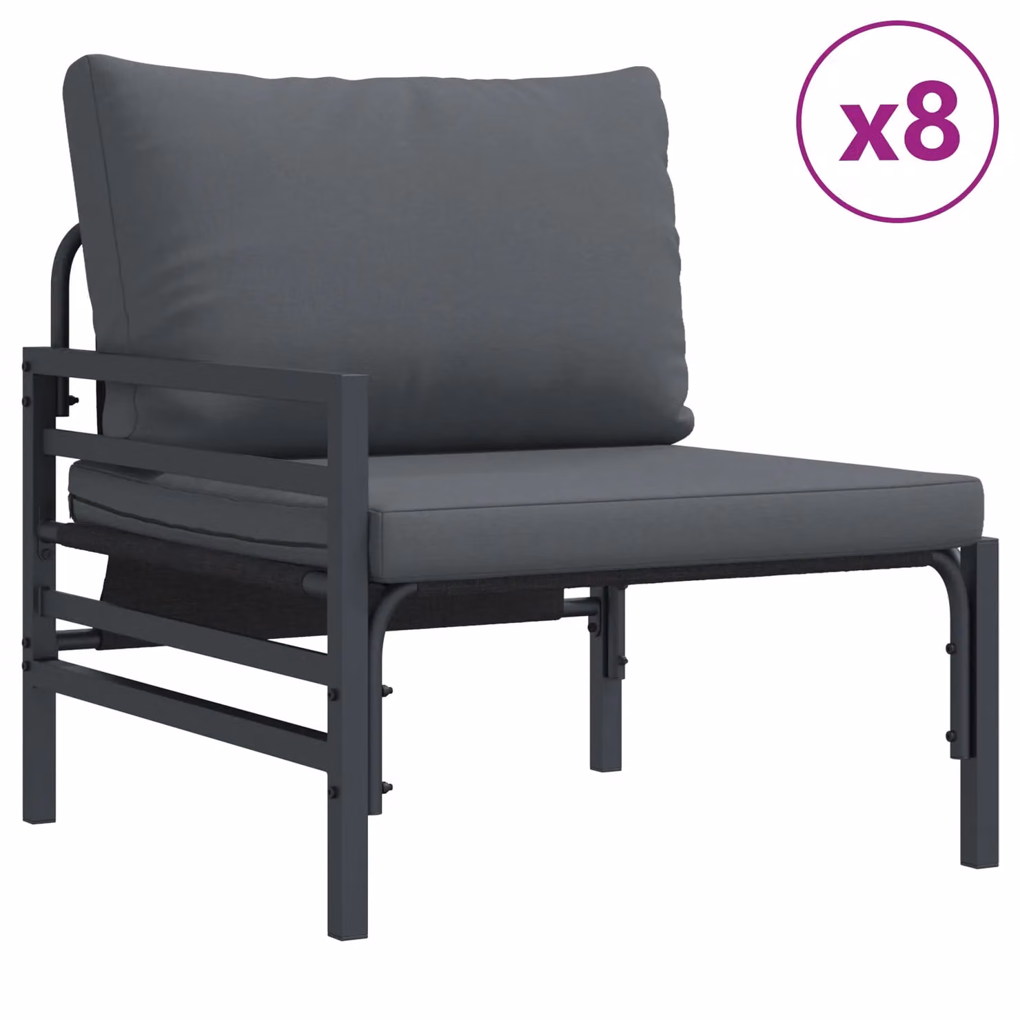 Berkfield Home 13 Piece U-Shape Garden Sofa Set in Anthracite with Powder Coated Steel Frame and Upholstered Cushions – 3