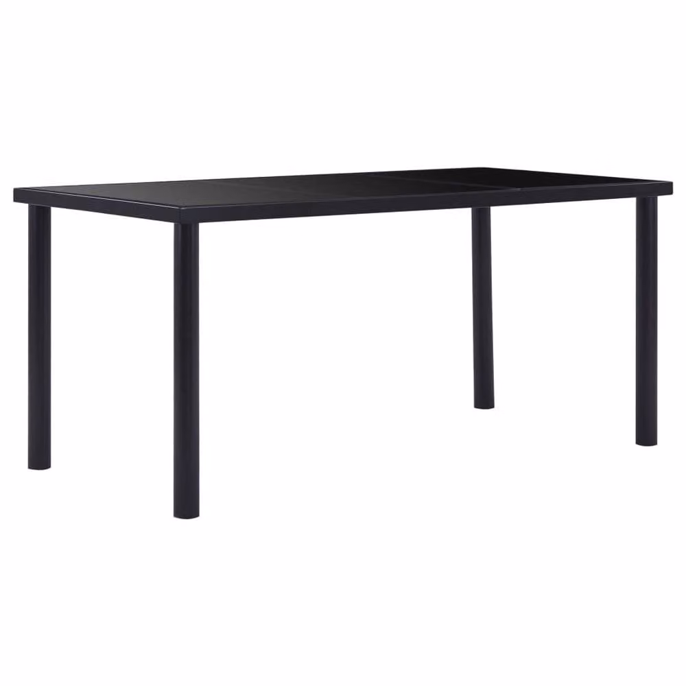 Berkfield Home Modern Rectangular Dining Table in Black with Tempered Glass, W/D/H: 160 x 80 x 75 cm – 1