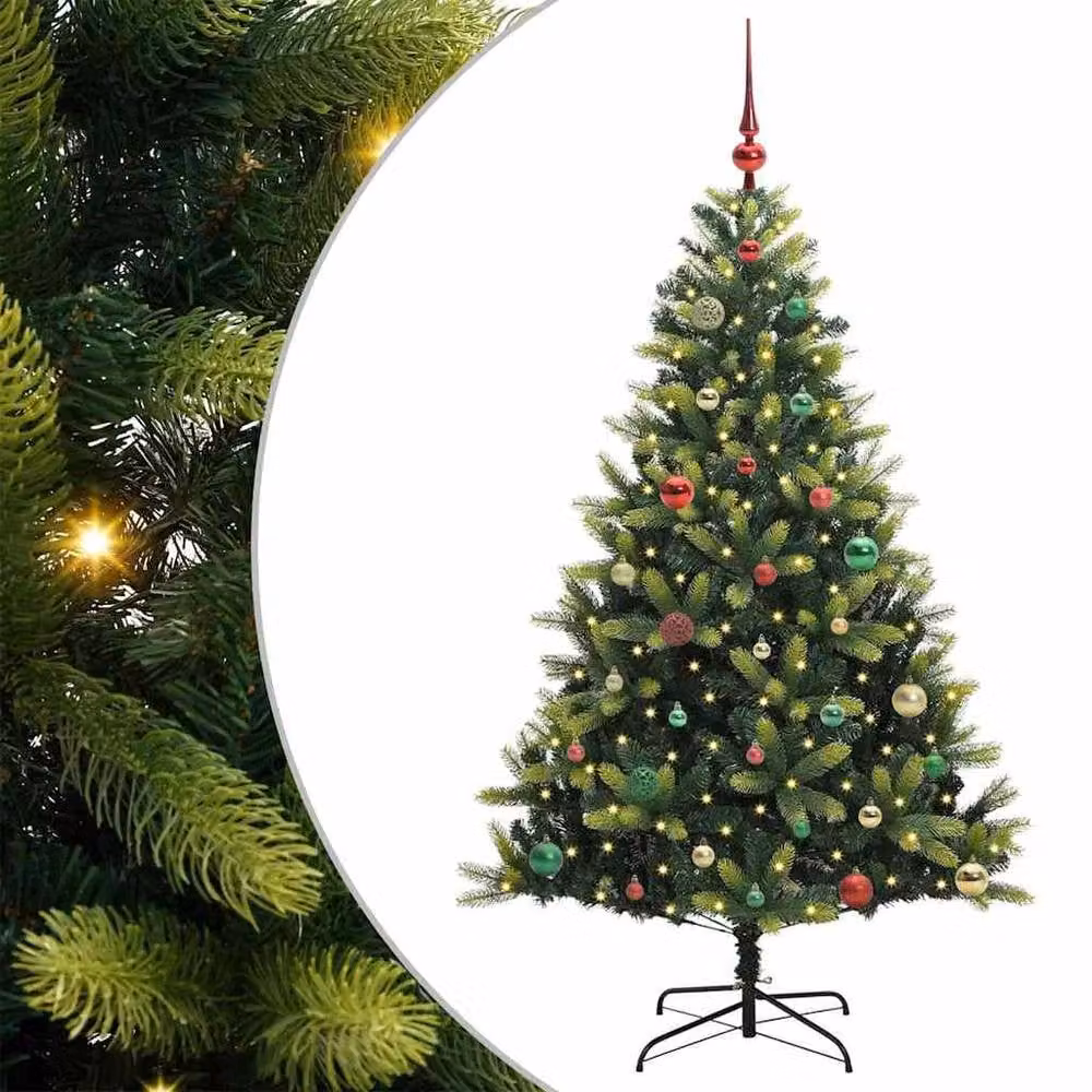 Berkfield Home Artificial Hinged Green Christmas Tree with 150 LEDs, Height: 150 cm – 2