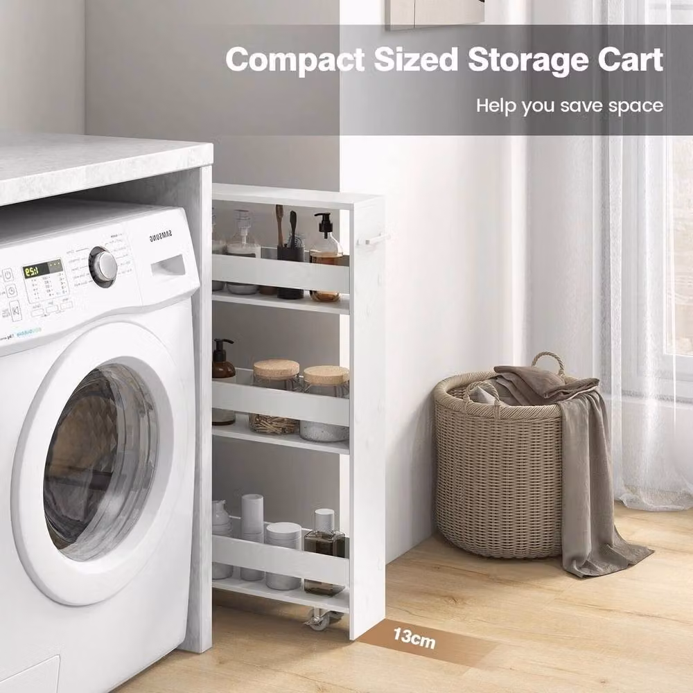 VOGREX 3-Tier Slim Kitchen Rolling Storage Cart with Open Shelves, White – 3