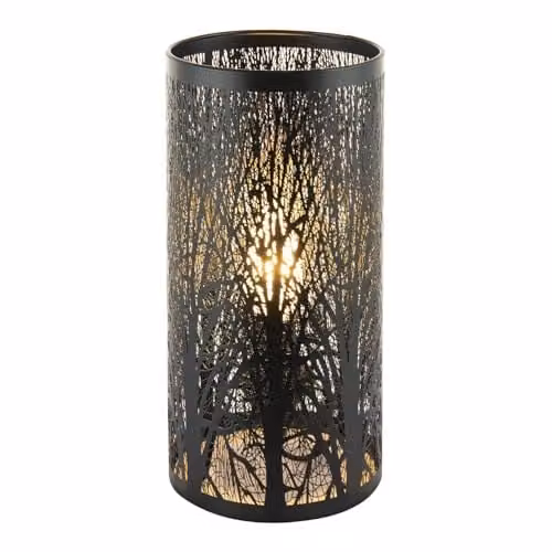 Happy Homewares Metal Forest Design Table Lamp in Black, H 30 cm x W 13 cm x D 13 cm – 1