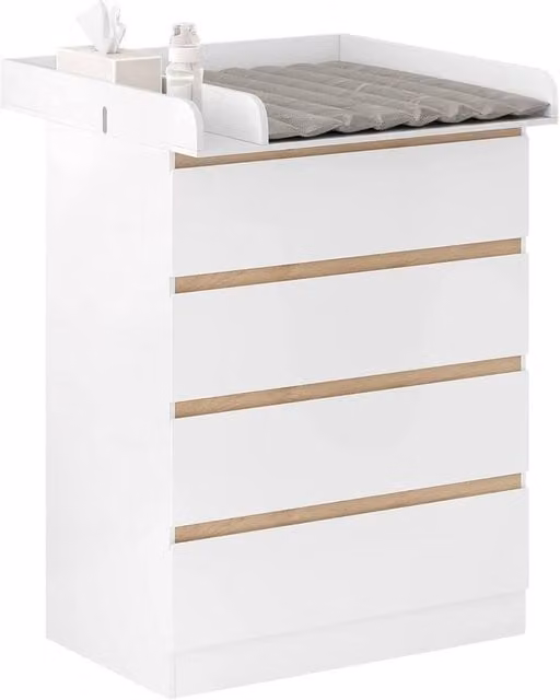 FORGEVIO 4 Drawer Nursery Changing Table Chest of Drawers in White