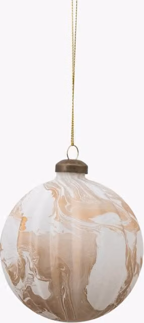 Perch & Parrow Set of 3 Swirly Marbled Bronze Hanging Baubles in White, Gold and Brown