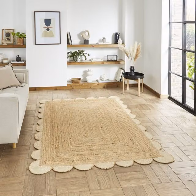 The Rug Shop UK Natural Handmade Plain Jute Modern Rectangular Rug in Beige, W: 200 cm, D: 290 cm