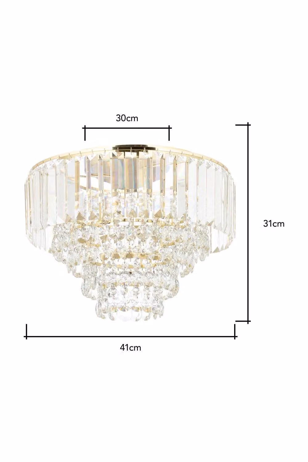 BHS Lighting Paladina Round Crystal Flush Ceiling Light in Gold and Brass – 2