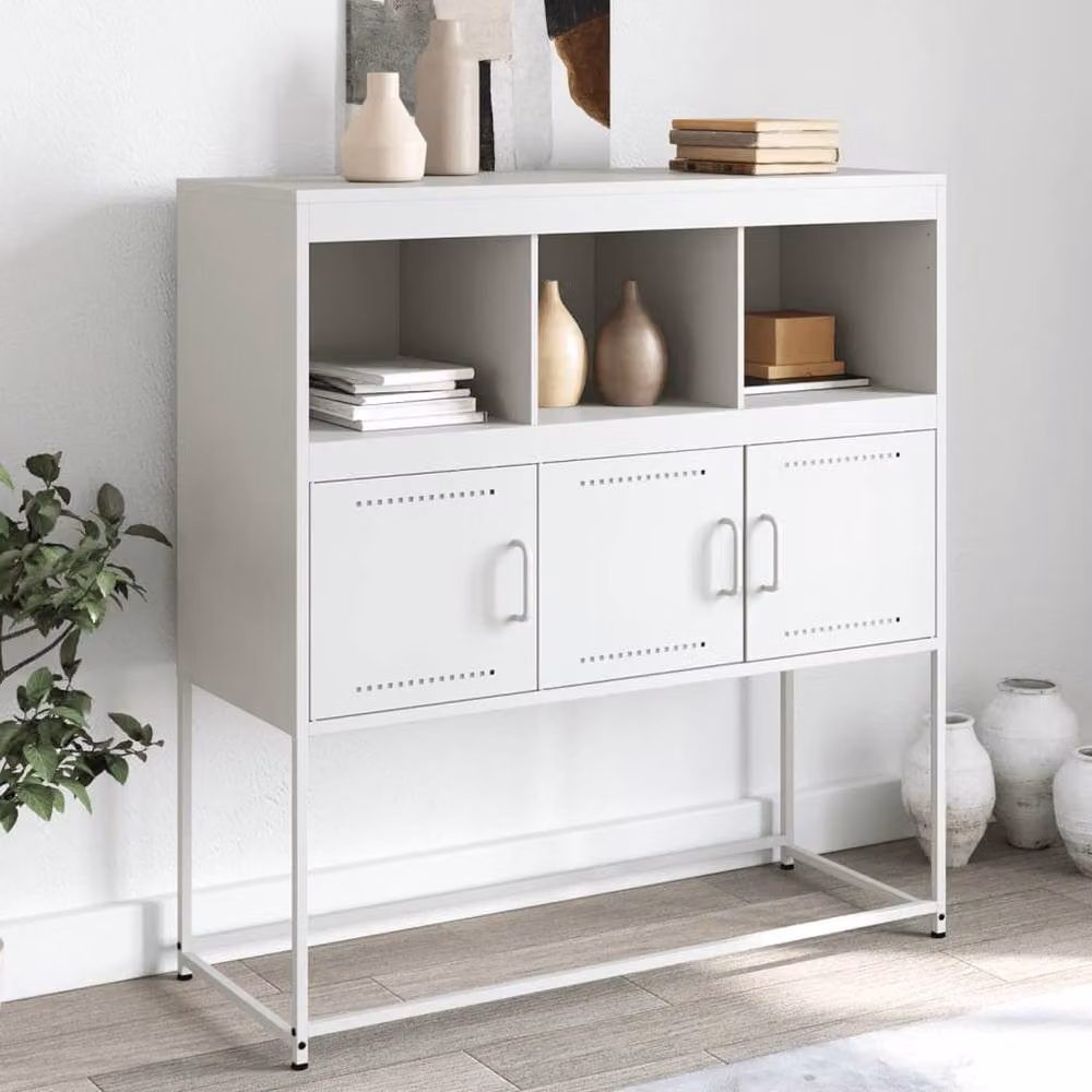 Berkfield Home Modern White Metal Sideboard W/D/H: 100.5 x 39 x 107 cm – 2