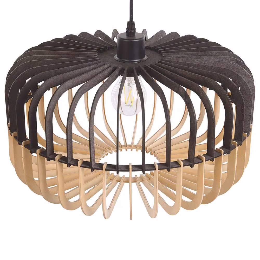Wyld and Coco Hanging Pendant Lamp in Brown and Black Wood – 4