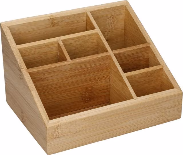 Copco Multi-Compartment Bamboo Desk Organiser in Brown