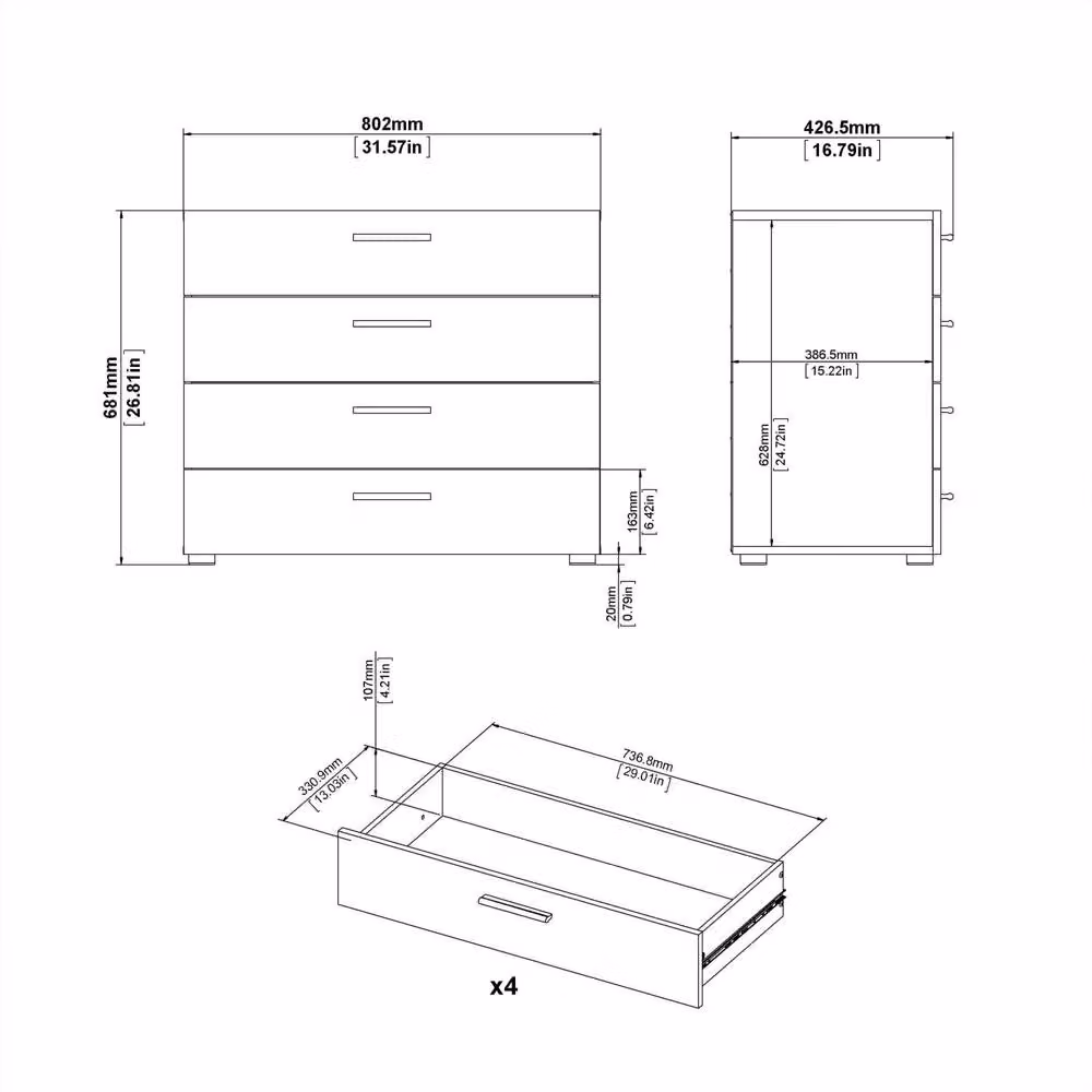 Wyld Haus Daejeon Black 4 Drawer Wooden Chest – 6