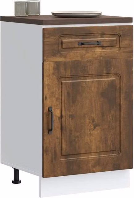 Berkfield Home Kalmar Kitchen Base Cabinet in Smoked Oak Brown Engineered Wood – 1