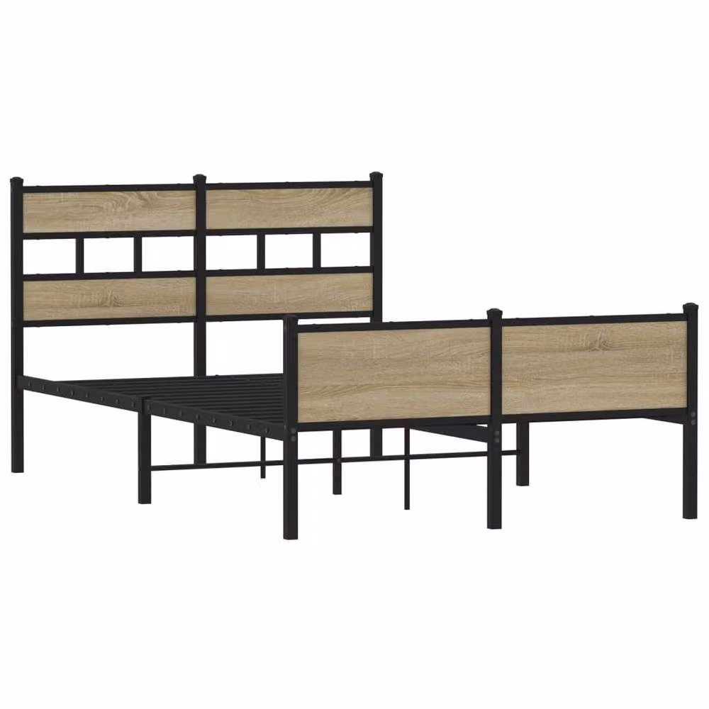 Berkfield Home Sonoma Oak Small Double Bed Frame in Brown, W/D/H: 120 x 190 cm – 3