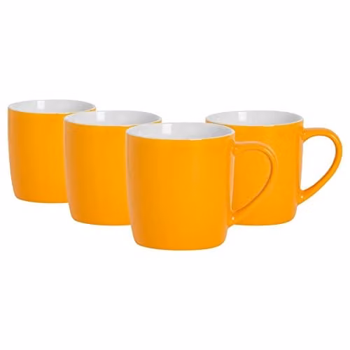 Argon Tableware Yellow Stoneware Coffee Mugs, 350ml, Pack of 4 – 1