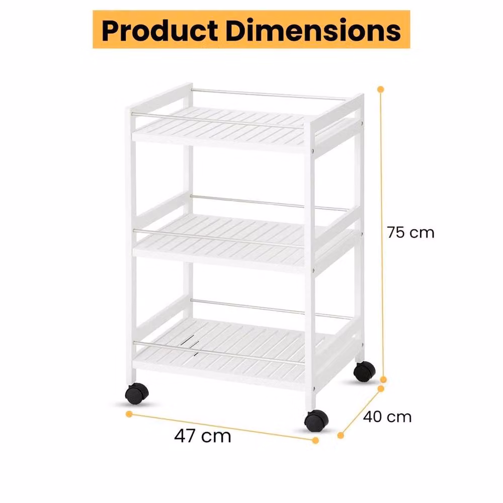 EONLION 3-Tier Metal Kitchen Storage Trolley in White – 2