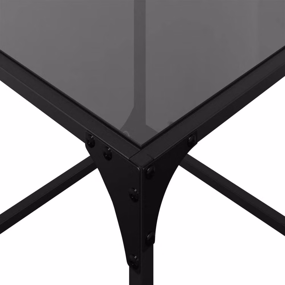 Berkfield Home Modern Coffee Table Set with Black Glass Top and Steel Frame, 2 Pieces, W/D/H: 40 x 40 x 40 cm – 4