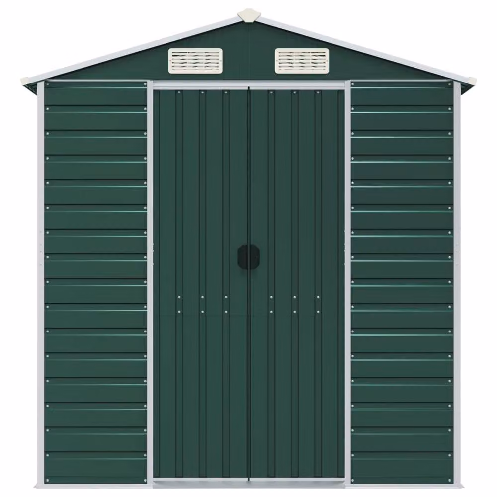 Berkfield Green Galvanised Steel Gable Garden Shed W: 191 cm, D: 980 cm, H: 198 cm – 4